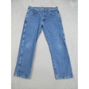Wrangler Jeans Mens 34x29 Blue Regular Fit Straight Leg Denim 5 Pocket Zip Fly